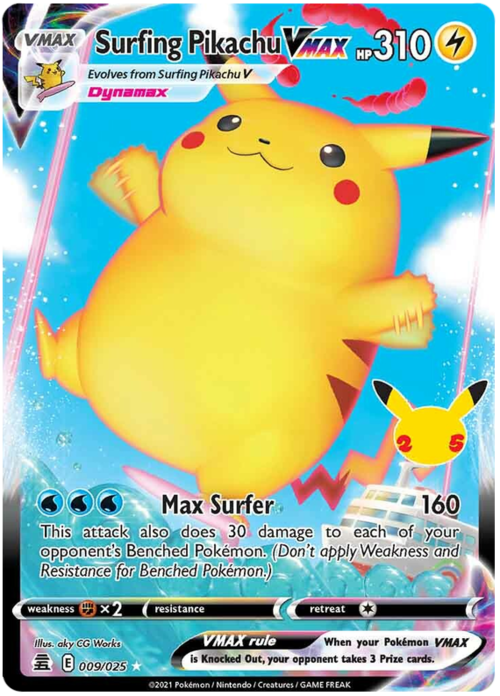 Surfing Pikachu Vmax Card Front