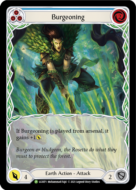 Burgeoning - Blue Card Front