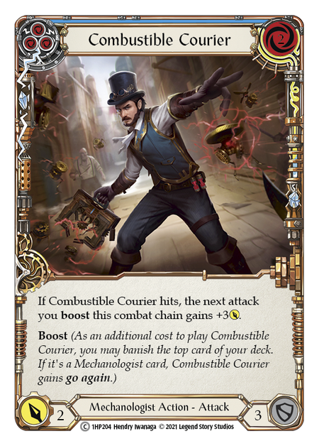 Combustible Courier - Blue Card Front