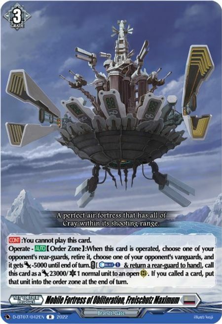 Mobile Fortress of Obliteration, Freischutz Maximum Card Front