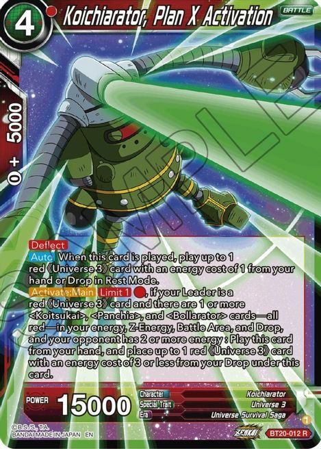 Koichiarator, Plan X Activation Card Front