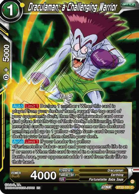 Draculaman, a Challenging Warrior Card Front
