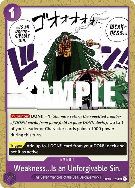 Weakness...Is an Unforgivable Sin. Card Front