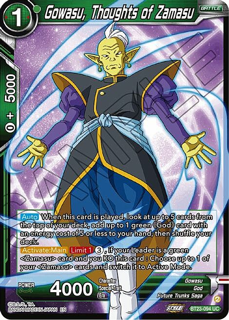 Gowasu, Thoughts of Zamasu Card Front