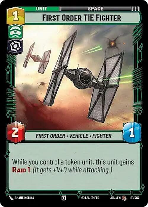 First Order TIE Fighter Card Front