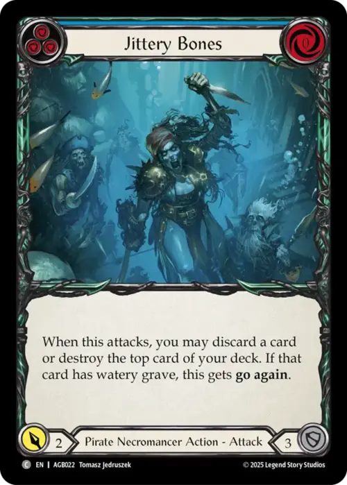 Jittery Bones - Blue Card Front