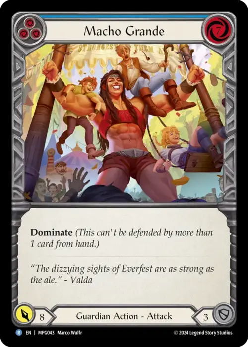 Macho Grande - Blue Card Front