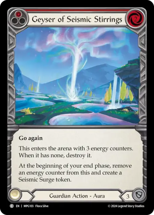 Geyser of Seismic Stirrings - Red Card Front