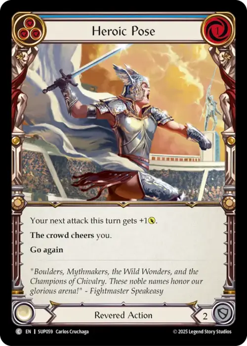 Heroic Pose - Blue Card Front