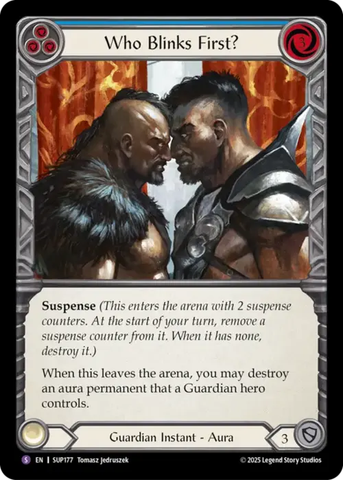Who Blinks First? Card Front